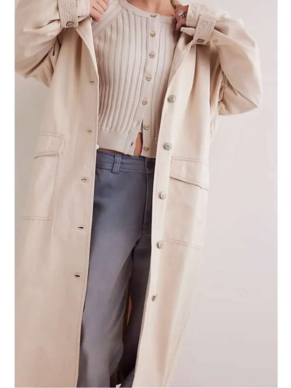 Free People Beige Trench Coat - Picture 6 of 14